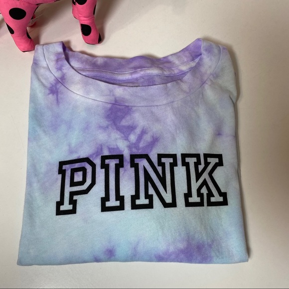 PINK VICTORIA’S SECRET LOGO TIE DYE CROPPED SHIRT - Picture 5 of 5
